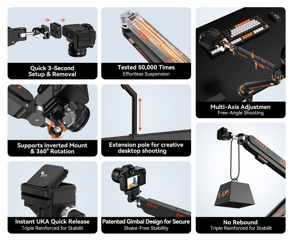 Overhead Camera Mount with Hydraulic Arm for Filming | JINRAIKO