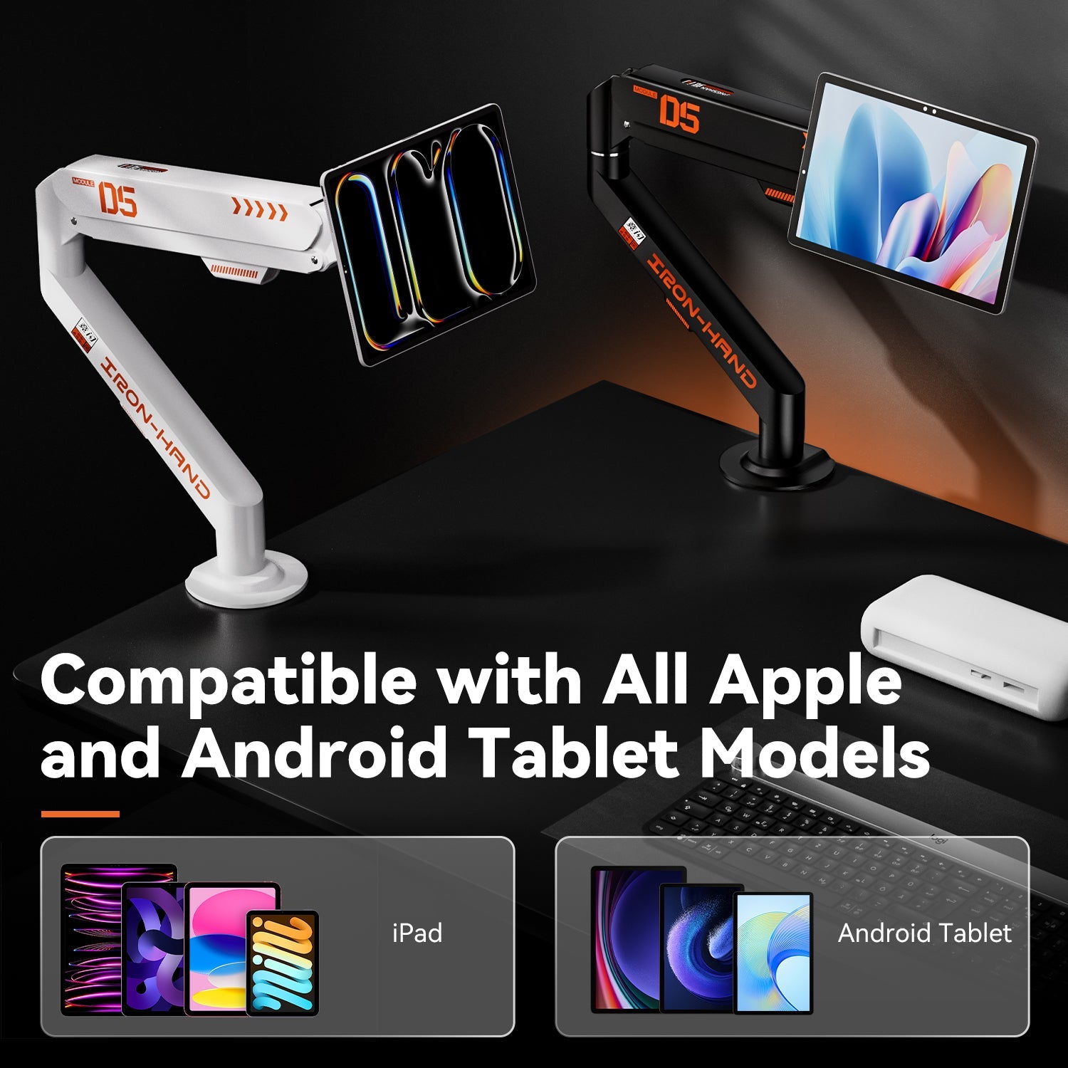 Tablet Arm Mount for Desk – Adjustable Boom Stand | JINRAIKO