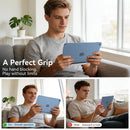 Magnetic contact charger attached for iPad desk setup use.