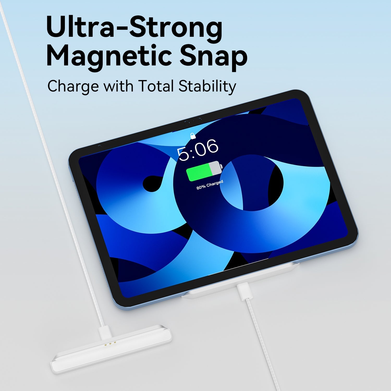 iPad 10th Gen magnetic contact charger angled view.